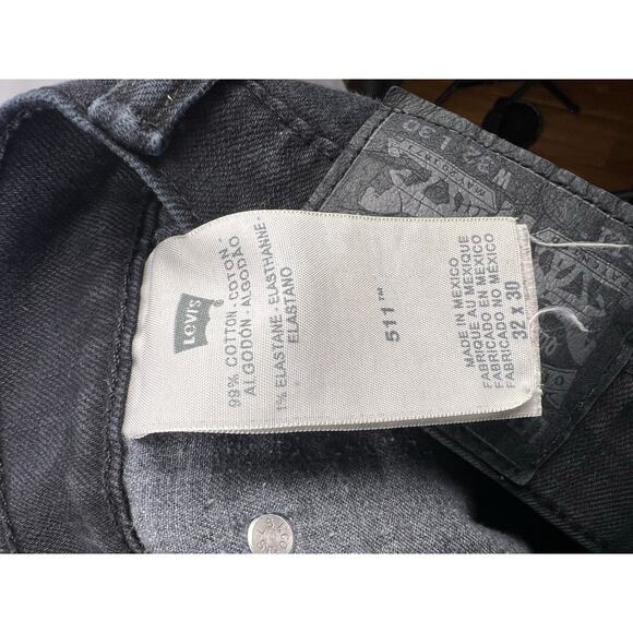 Levi’s 511 Slim Fit Jeans Black Stretch Denim Casual Mid Rise W32 L30 Men’s - Picture 9 of 9